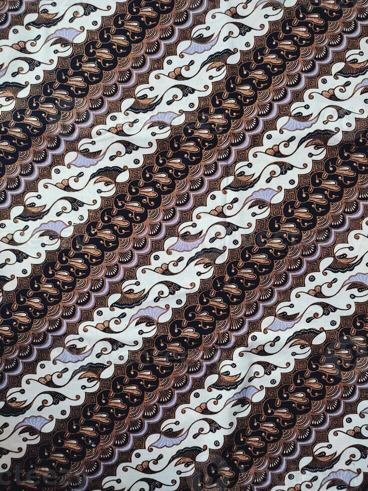 a background pattern featuring motifs commonly found in Javanese batik. The pattern is symmetrical and abstract, and can be used on fabric, clothing, or wrapping paper designs photo