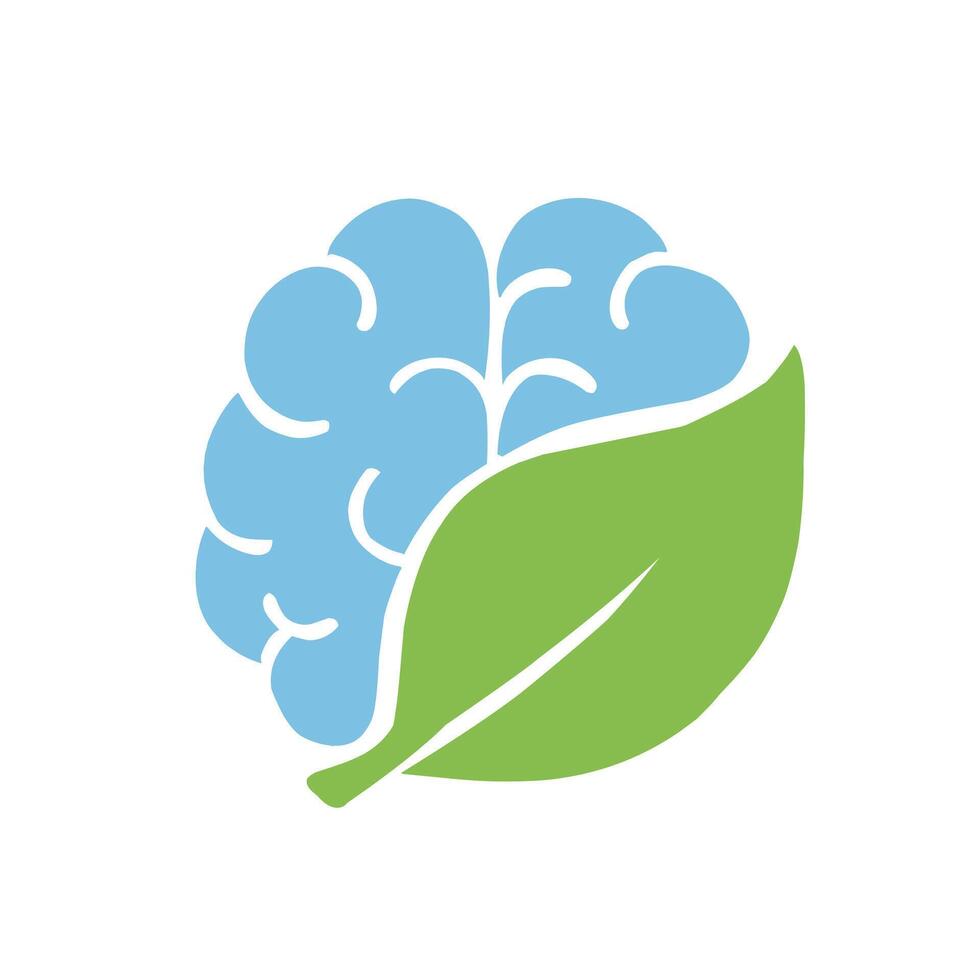 Neuro Wellness Leaf Brain Logo vector