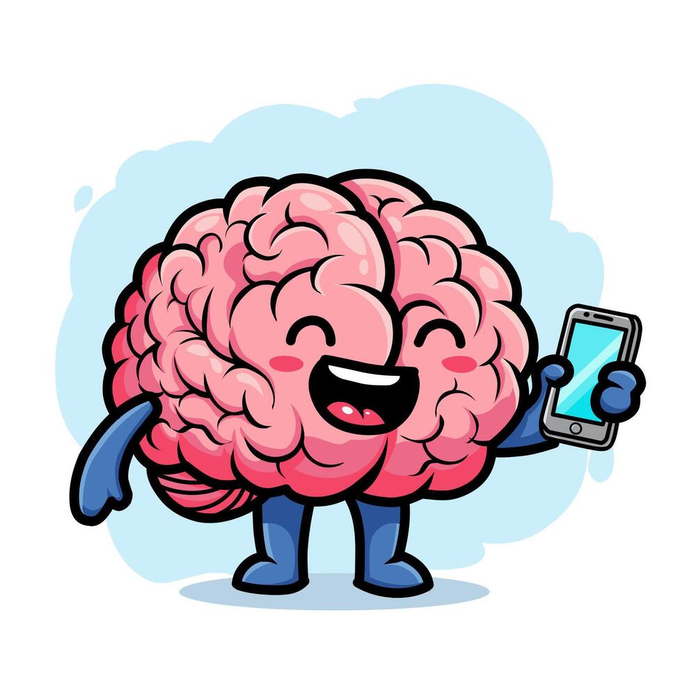 Playful Cartoon Brain as App Mascot vector