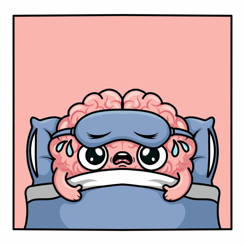 Illustration of a brain in bed vector