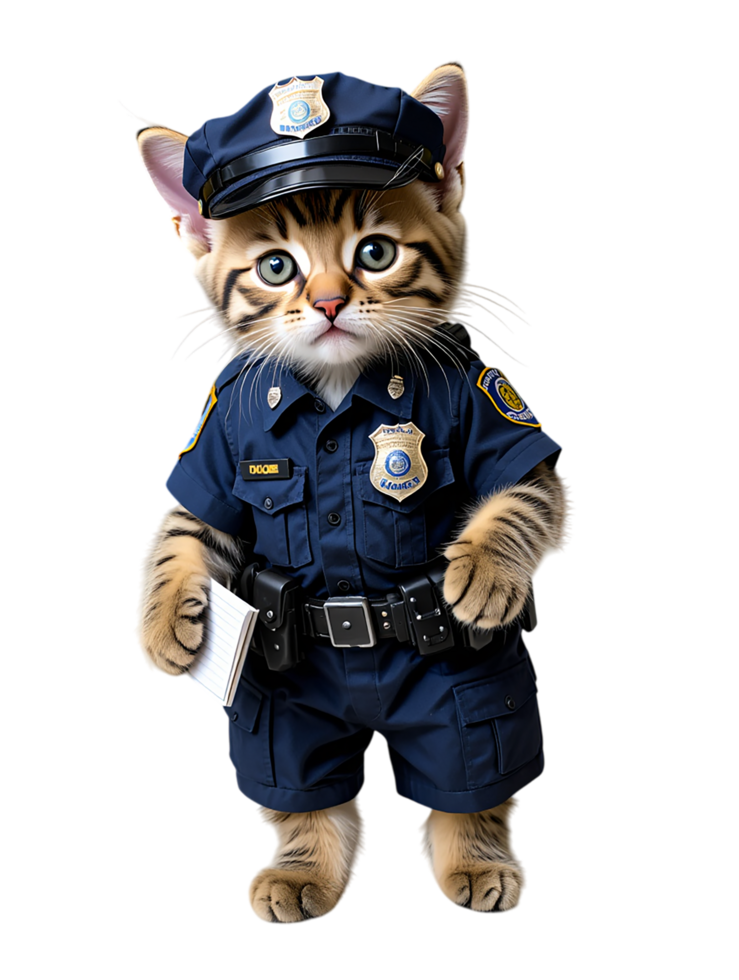 a cat dressed as a police officer png