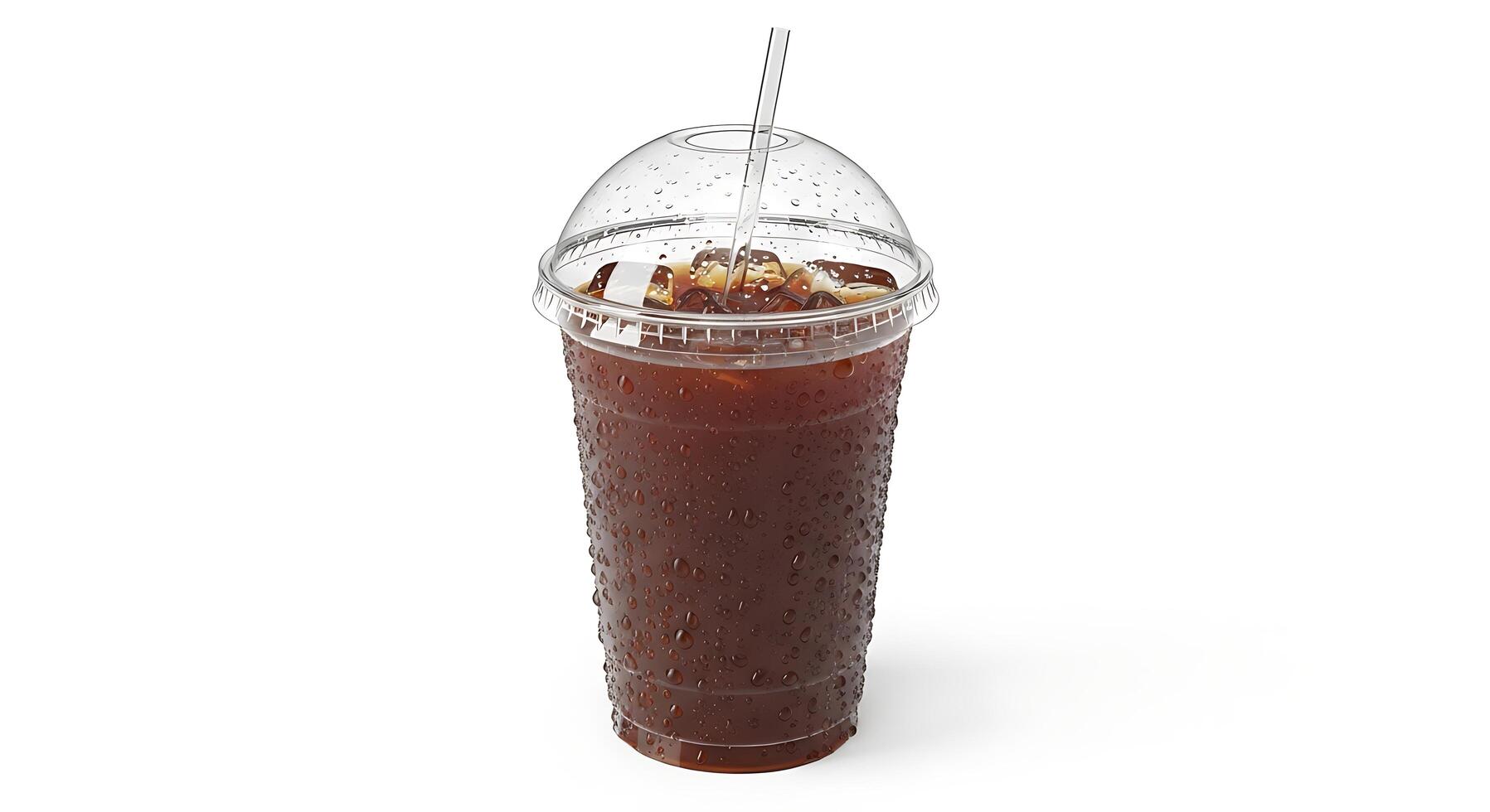 A cup of iced coffee with a straw photo