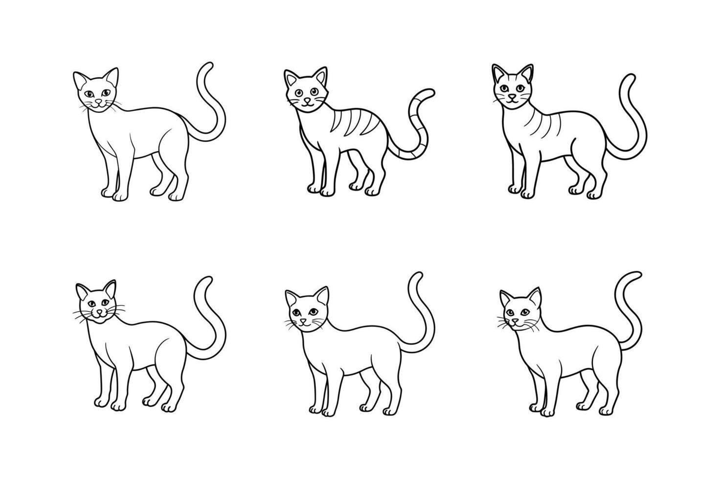 set of black cats line icon design illustration vector
