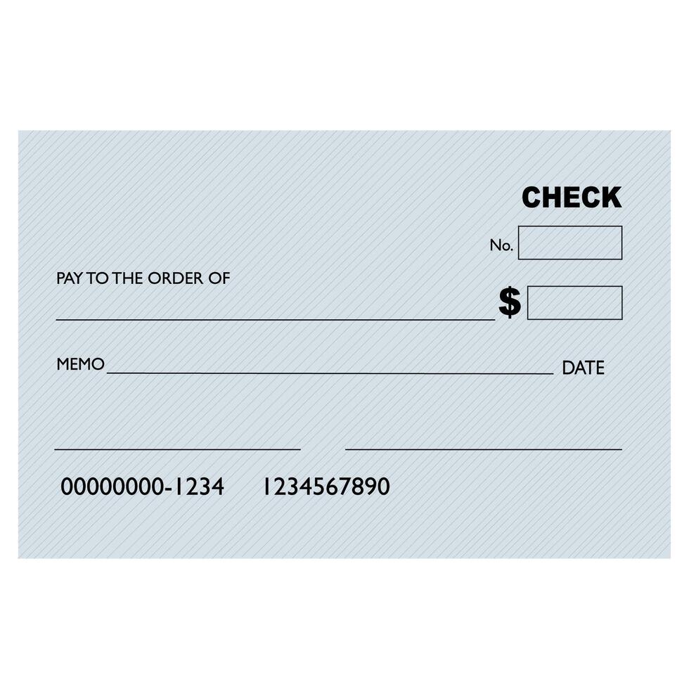 Blank bank check template editable financial document. illustration vector