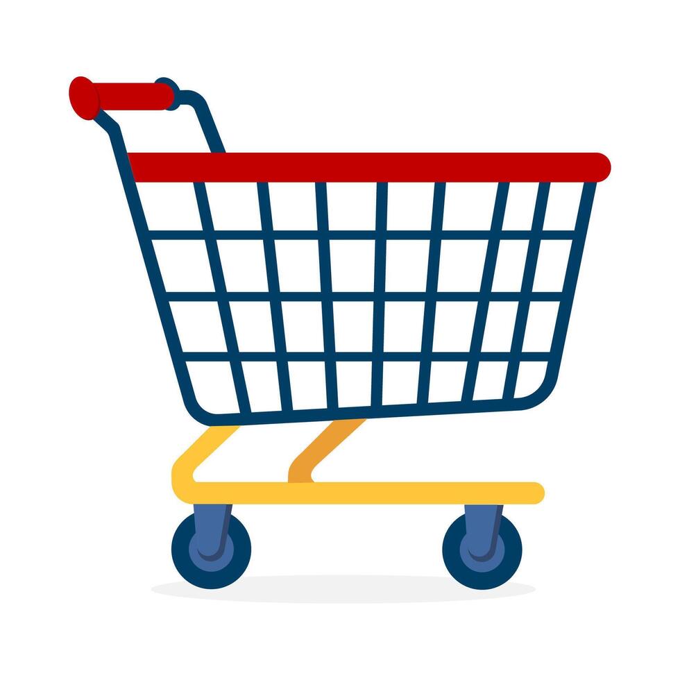 Shopping cart icon flat colorful illustration vector