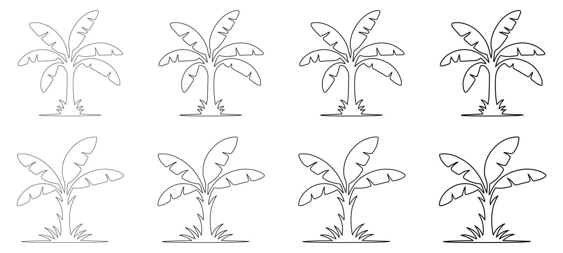 Tropical Banana Trees in Minimal Style, Banana Tree Line Art vector
