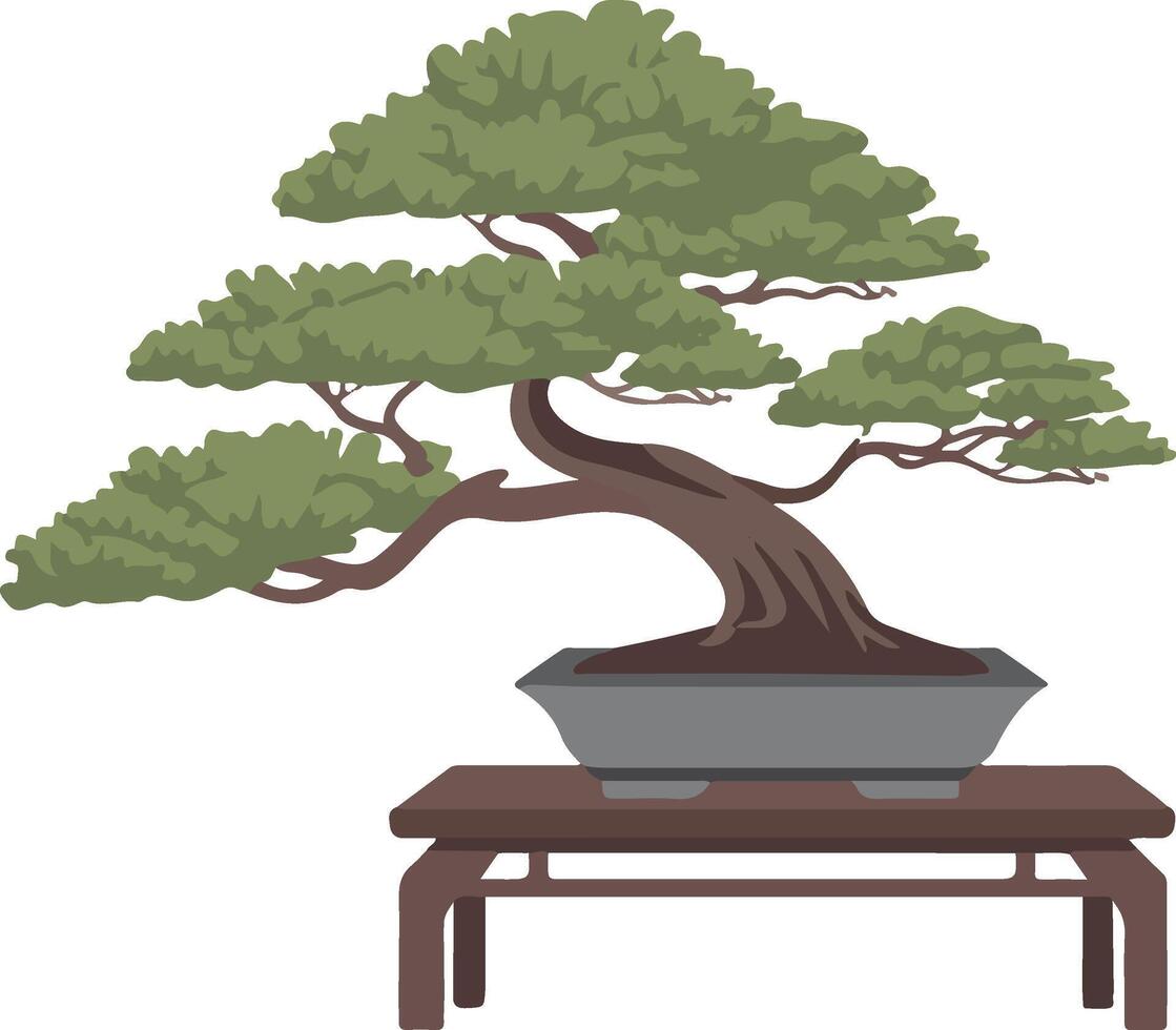 Bonsai Tree Illustration for Nature and Zen Inspired Design vector