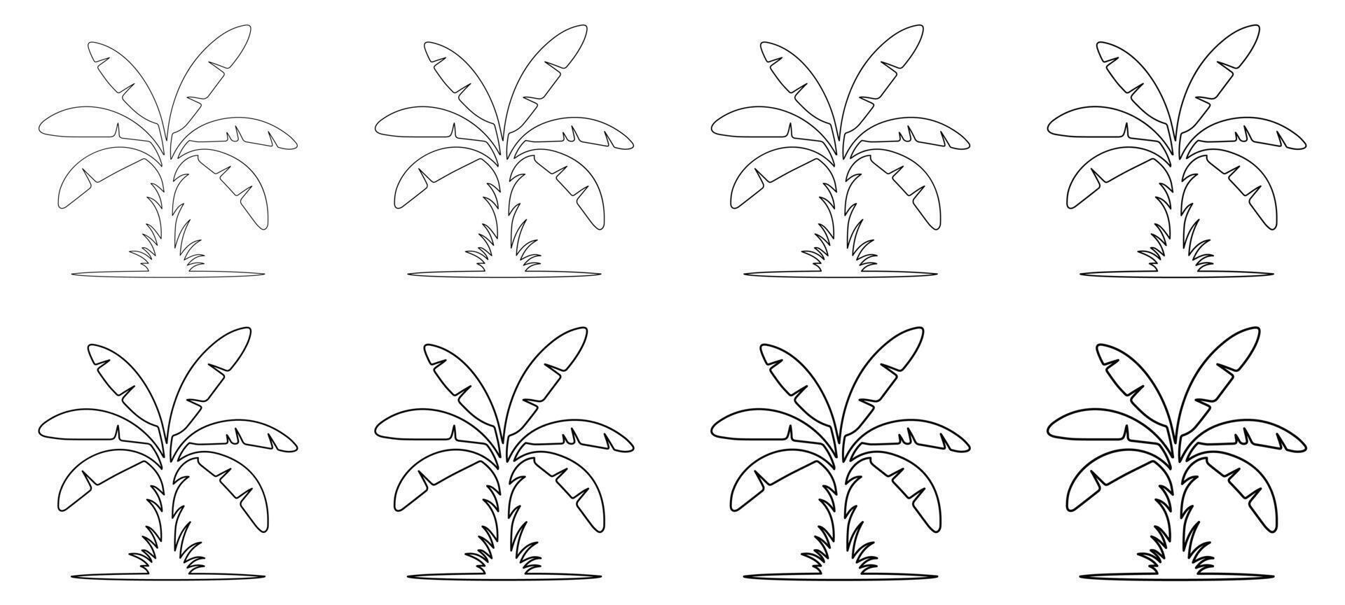 Hand Drawn Banana Tree Line Art Collection, Banana Tree Outline vector