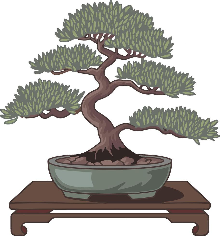 Bonsai Tree Illustration for Japanese Themed Projects vector