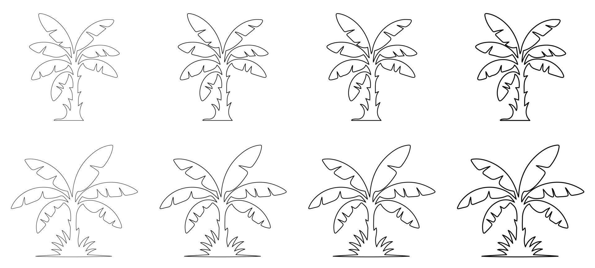 Hand Drawn Banana Tree Silhouette Line Drawing, Banana Tree Outline vector