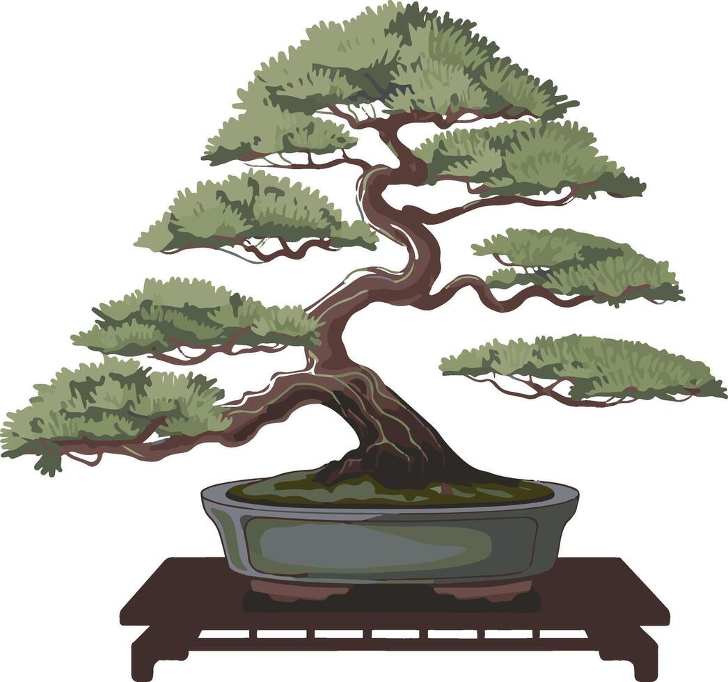 Elegant Bonsai Tree Artwork for Eco Friendly Concepts vector