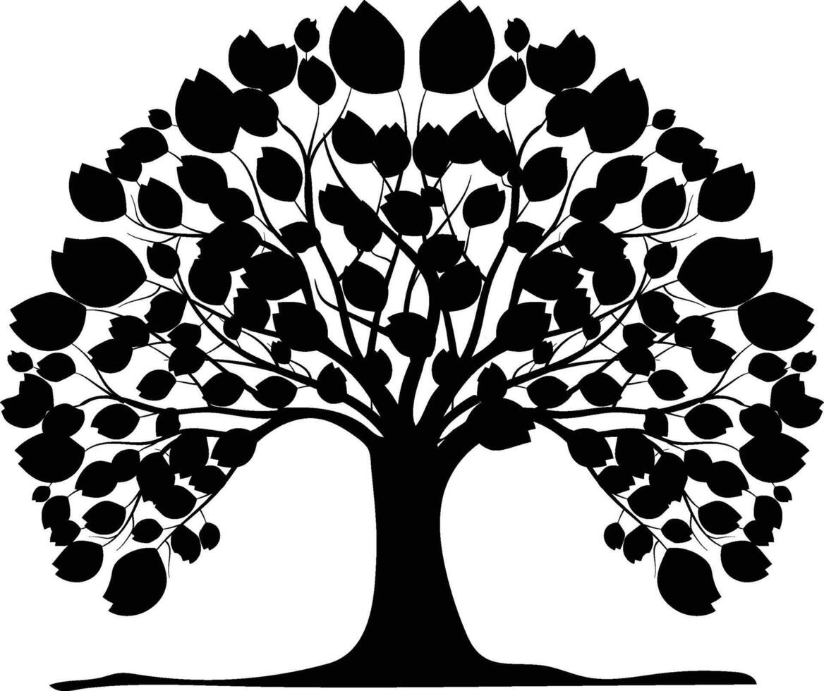 Decorative Silhouette of a Magnolia Tree in Bloom vector