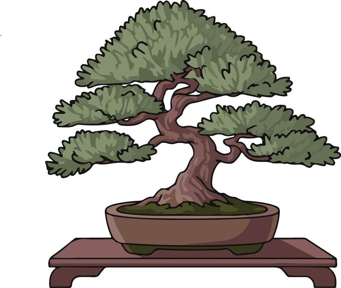 Elegant Bonsai Tree Clipart for Eco Friendly Concepts vector