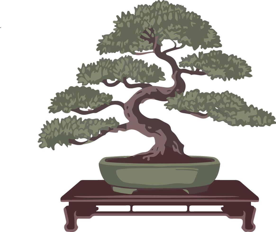 Classic Bonsai Tree Graphic for Nature Focused Decor vector