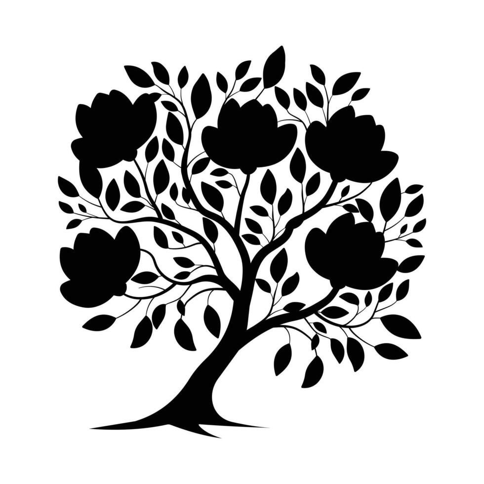 Elegant Magnolia Tree Silhouette for Nature-Inspired Designs vector