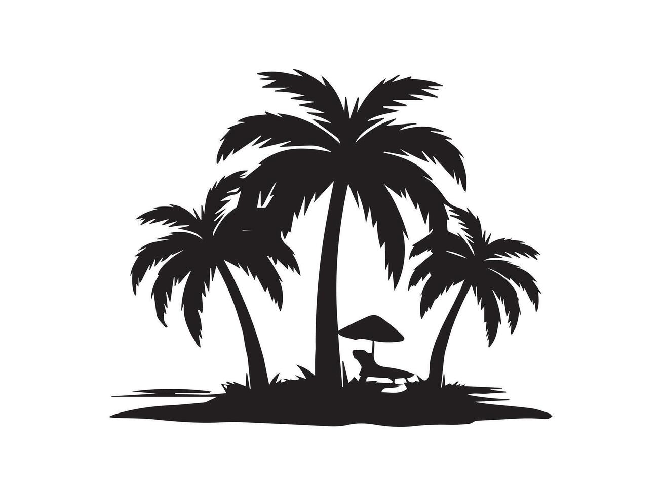 Tropical Summer Miami Beach Illustration, Bold Palm Trees Silhouette vector