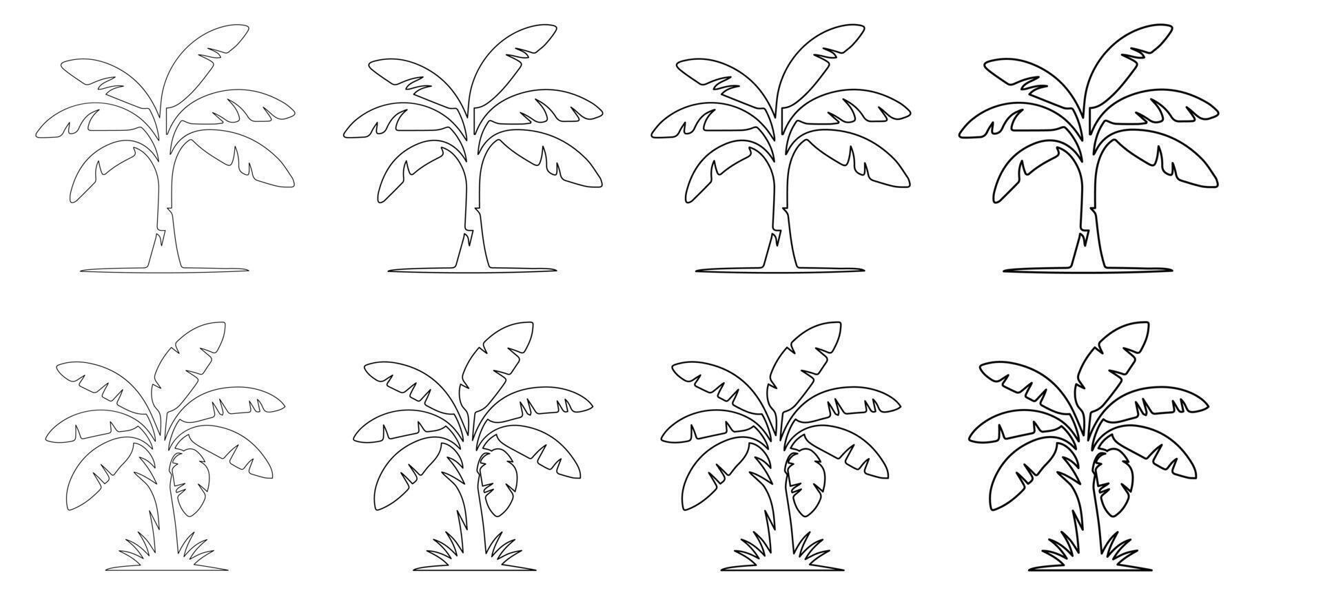 Hand Drawn Banana Tree Line Art Collection, Banana Tree Drawing vector