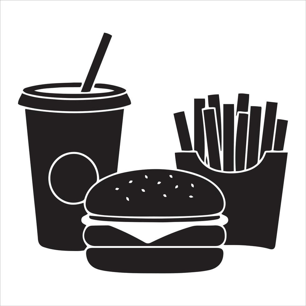Classic fast food meal featuring a burger fries and a drink vector