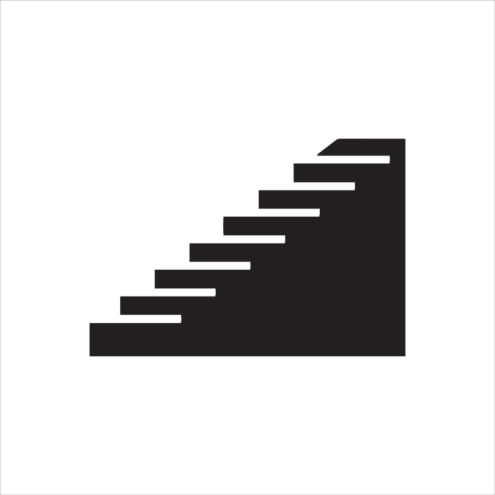 Minimalist black staircase ascending against a clean white background vector