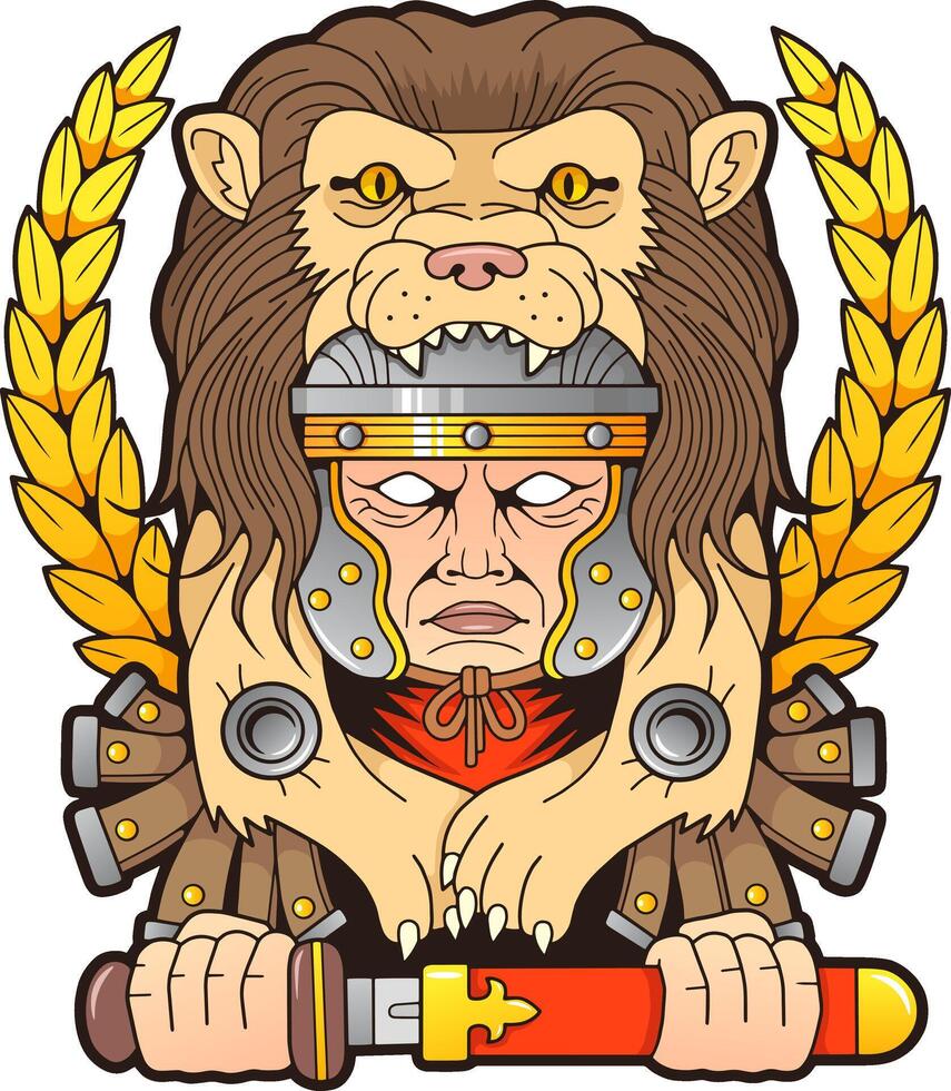 legionary in lion skin, illustration design vector