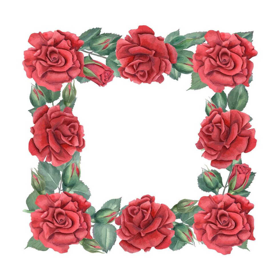 Red rose floral frame design vector