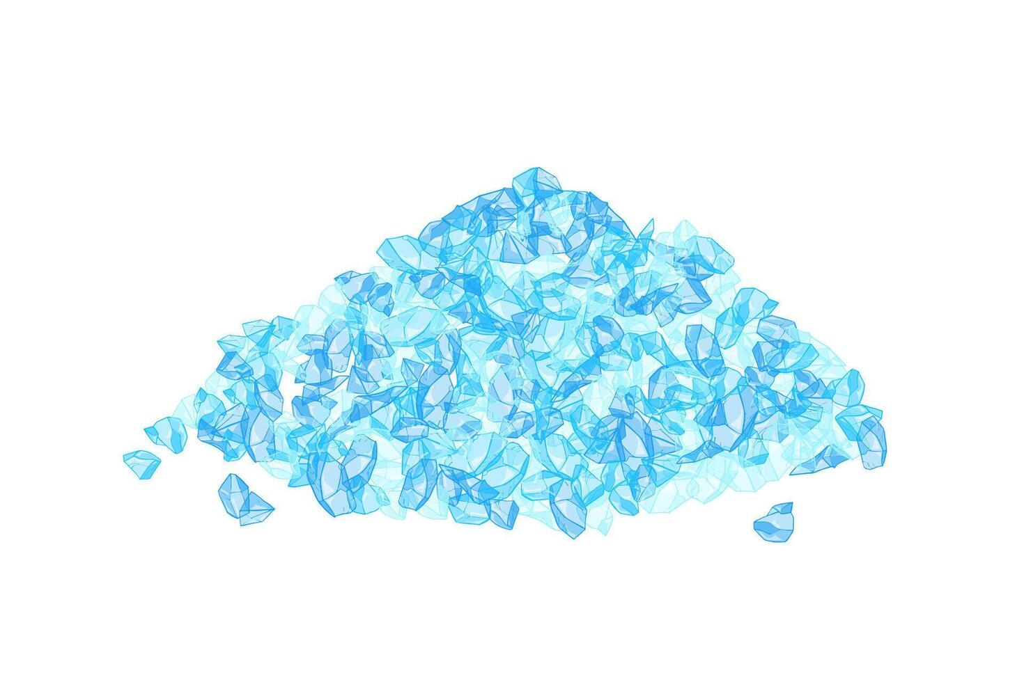 Small light blue salt crystals forming a mountain on a white background. Purity, coolness, and the beauty of nature vector