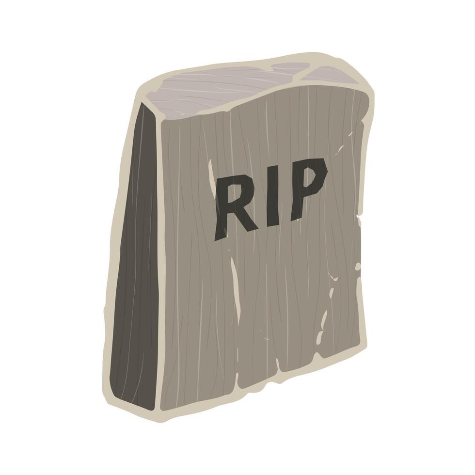 Simple wooden gravestone bearing the inscription RIP, signifying rest in peace, evokes themes of death, remembrance, and the passage of time, suitable for Halloween or memorial related designs vector