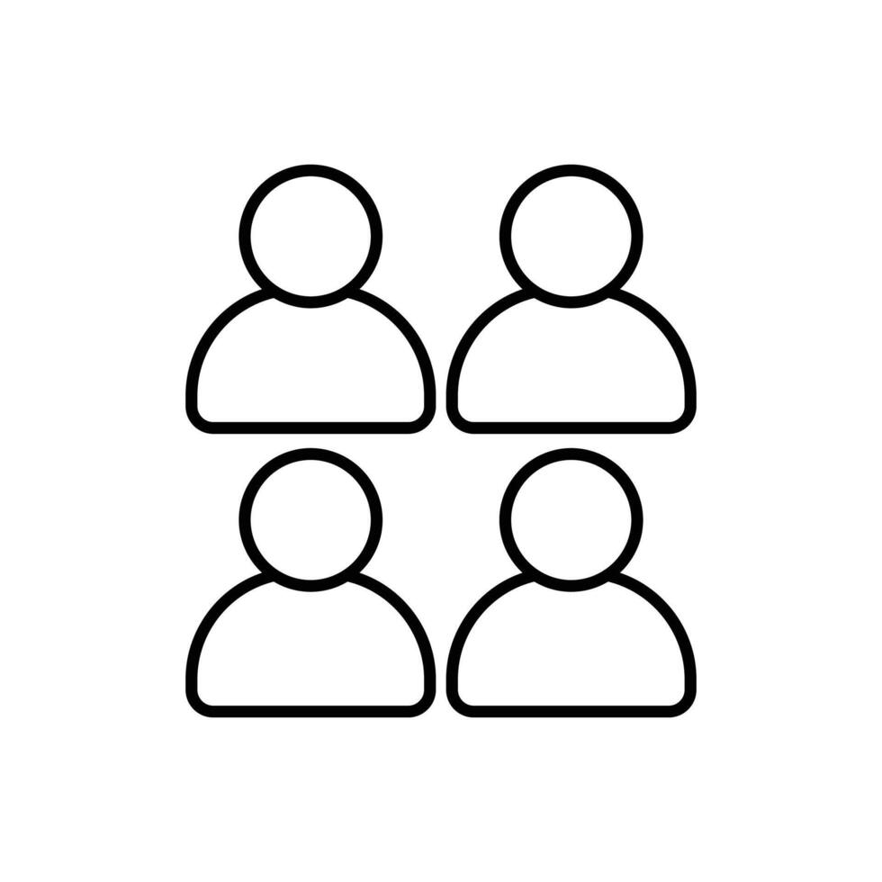 Simple icon representing a group of four people. vector