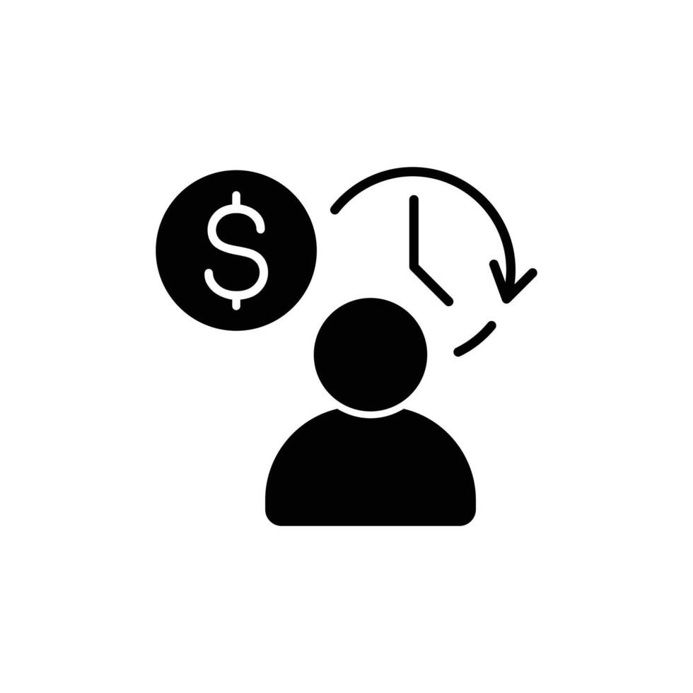 Icon depicting the relationship between time, money, and personal financial management. vector