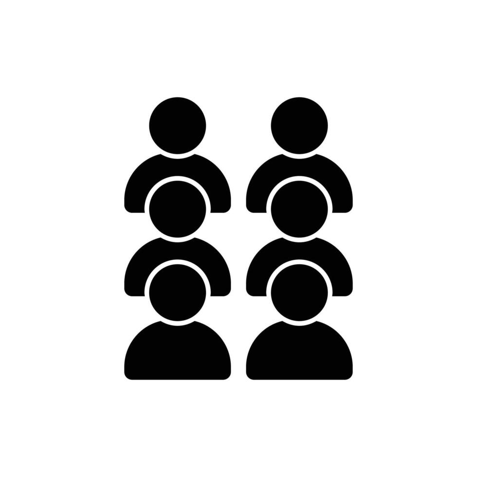Simple icon depicting six people, symbolizing teamwork or community. vector