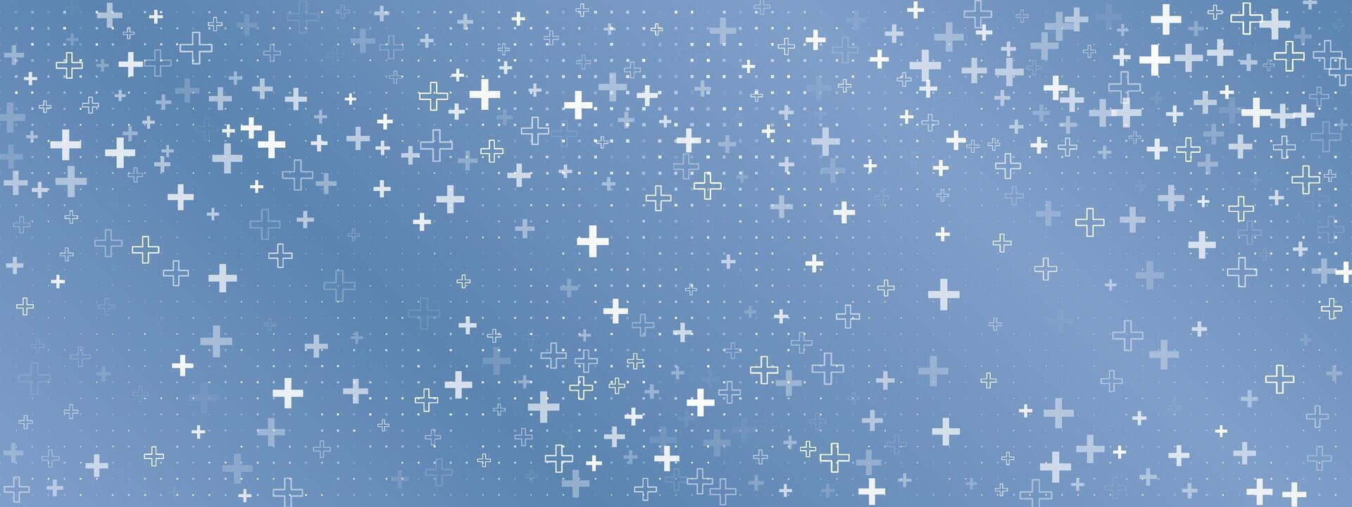 Plus signs create a seamless pattern. The background is blue and abstract. This medical symbol is suitable for hospital or health template. illustration. vector