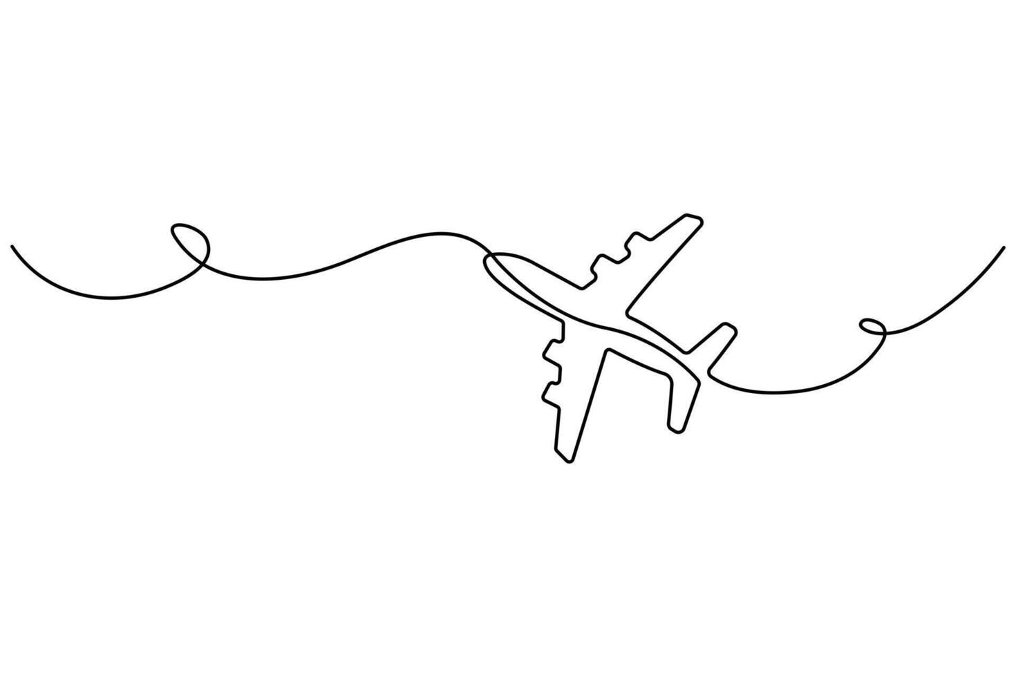 Monoline airplane drawing in clean minimalist continuous line style on white background vector