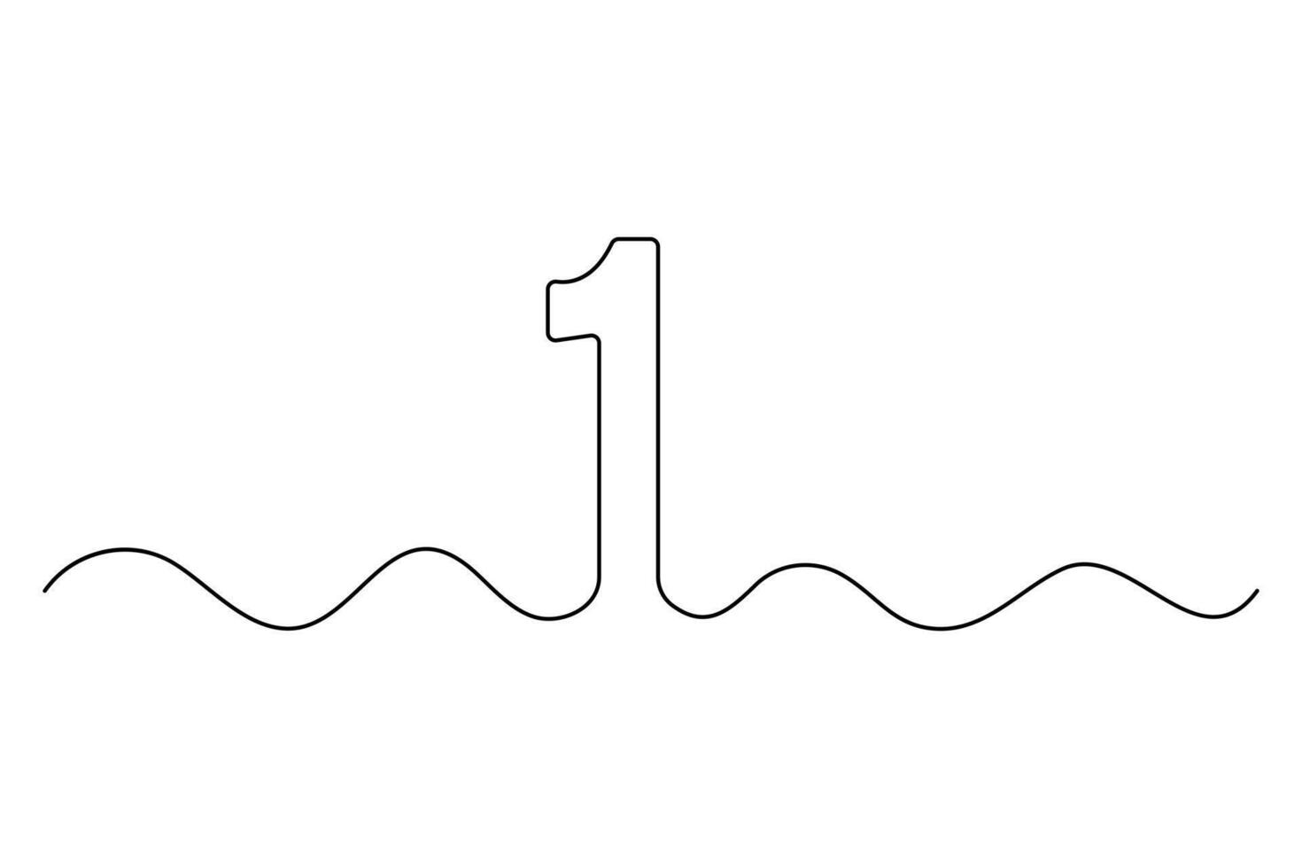 One line drawing of number 1 in minimal editable format for design and decor vector