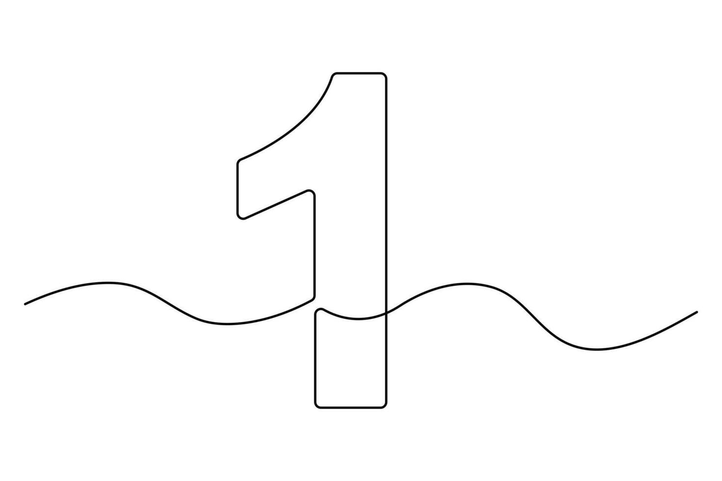 número 1 diseño como un soltero línea dibujo en sencillo continuo carrera estilo vector