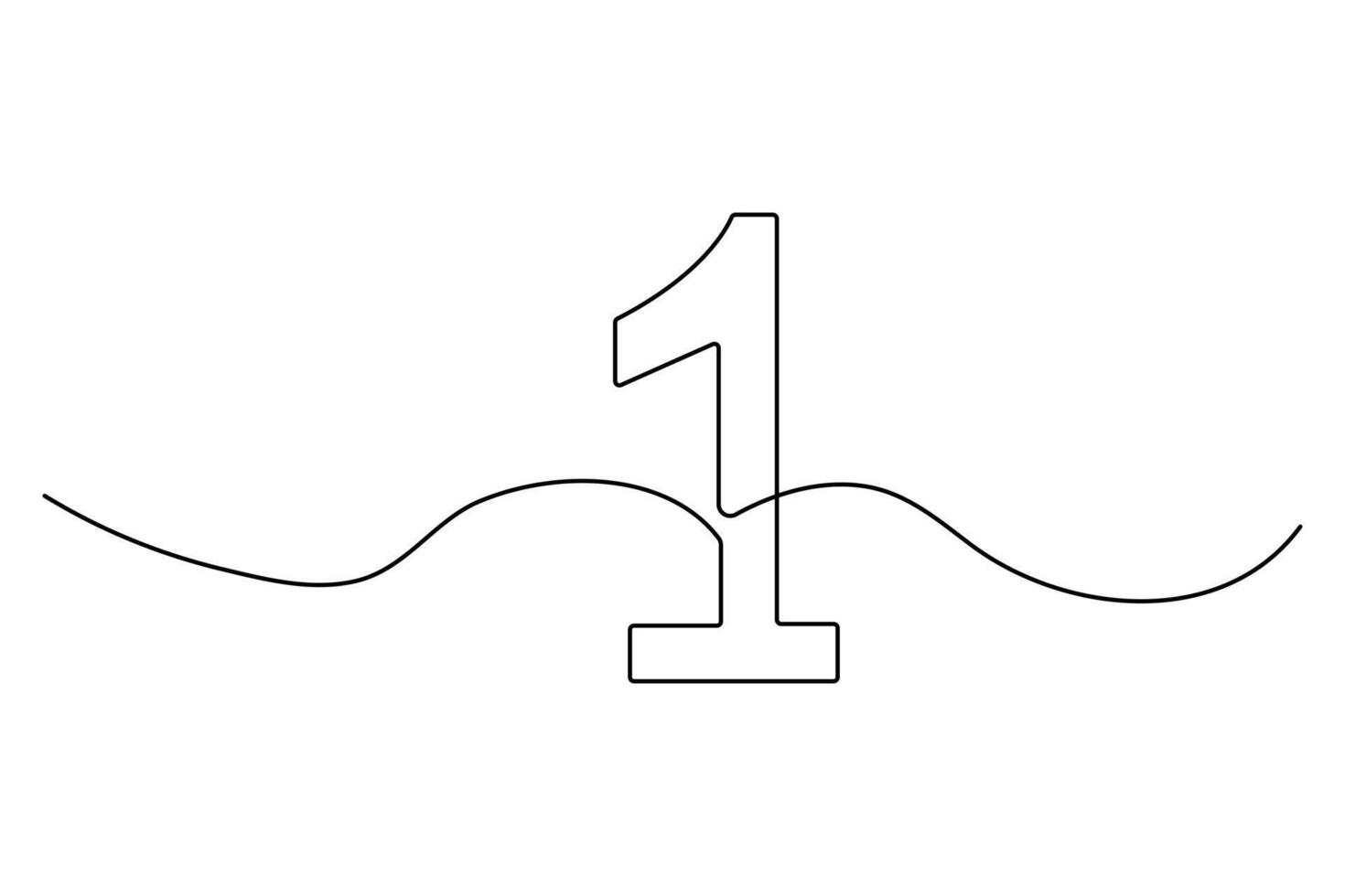 Editable number 1 one line drawing in modern minimalist black and white format vector