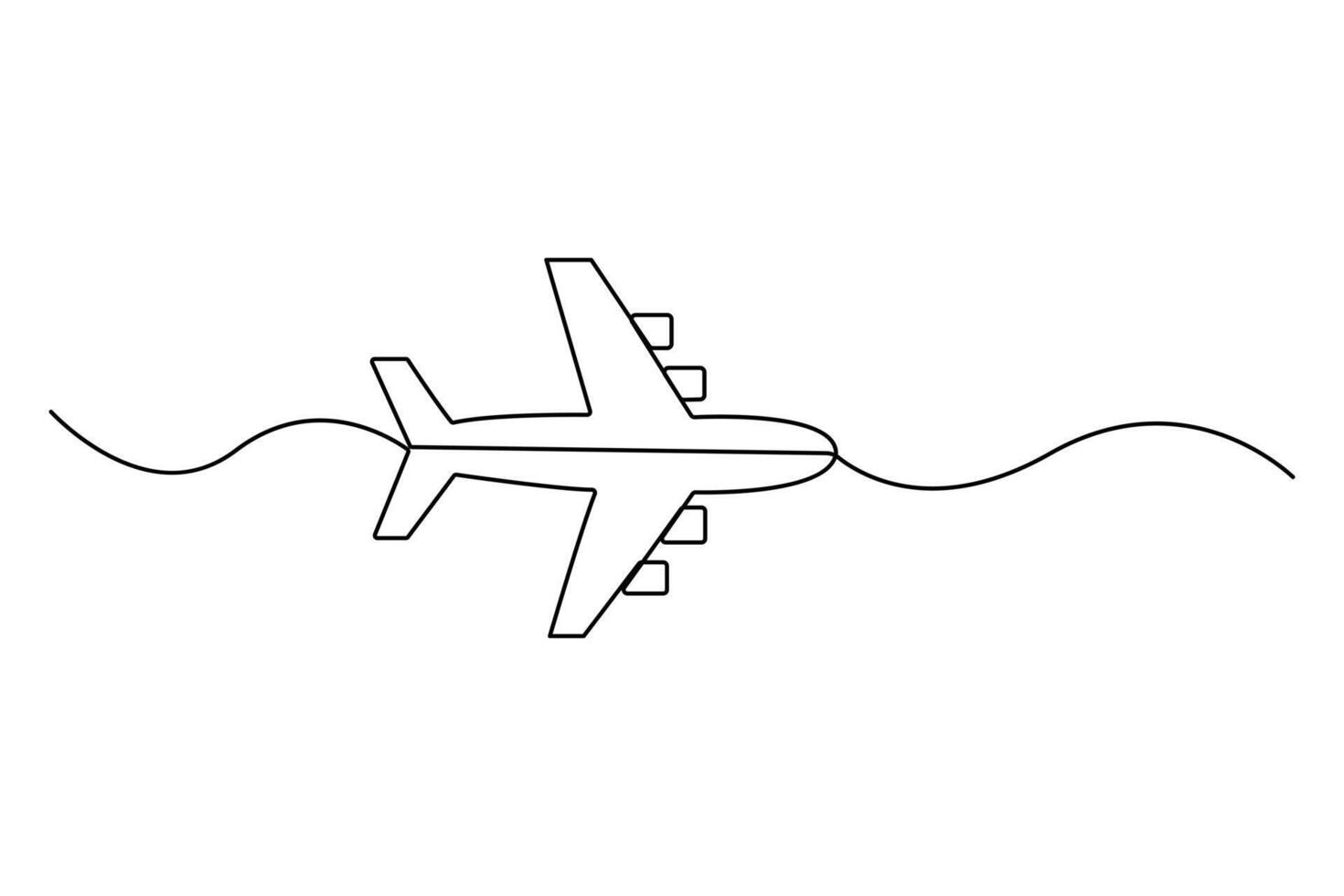 Elegant continuous line artwork of airplane isolated on white background vector
