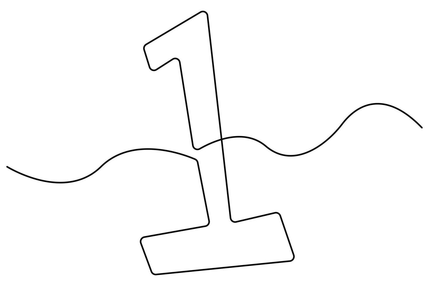 Single line drawing of number 1 in a minimalist editable style for modern design vector