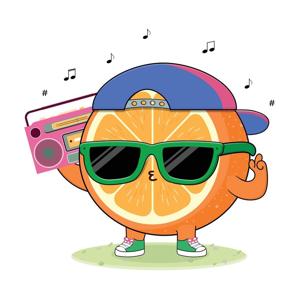 Cartoon orange character with sunglasses vector