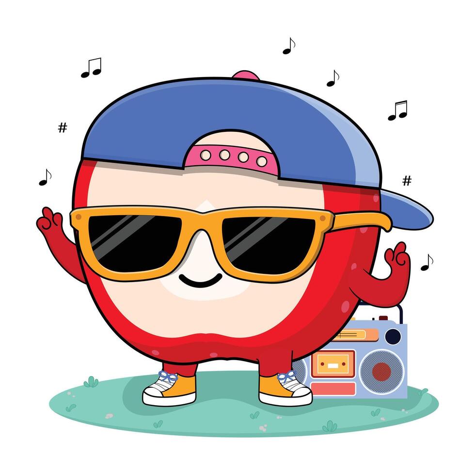 Cartoon character dancing with boombox vector