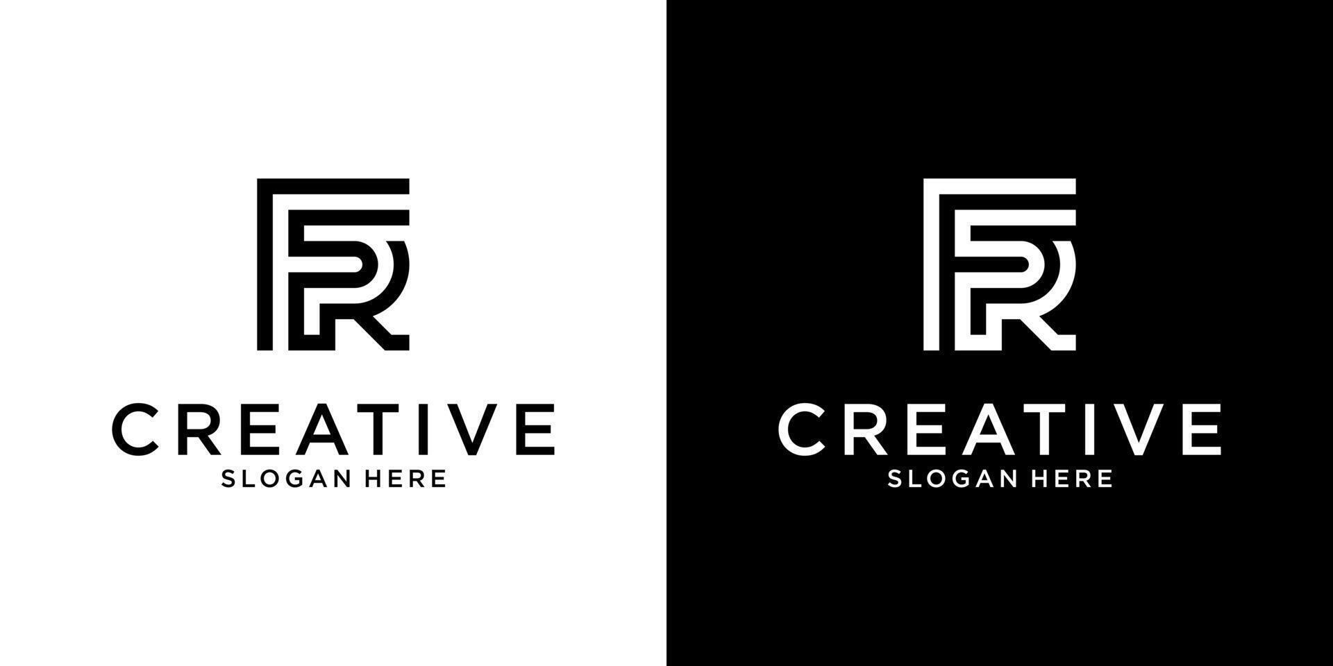 FR of RF initial letter logo design concepy vector