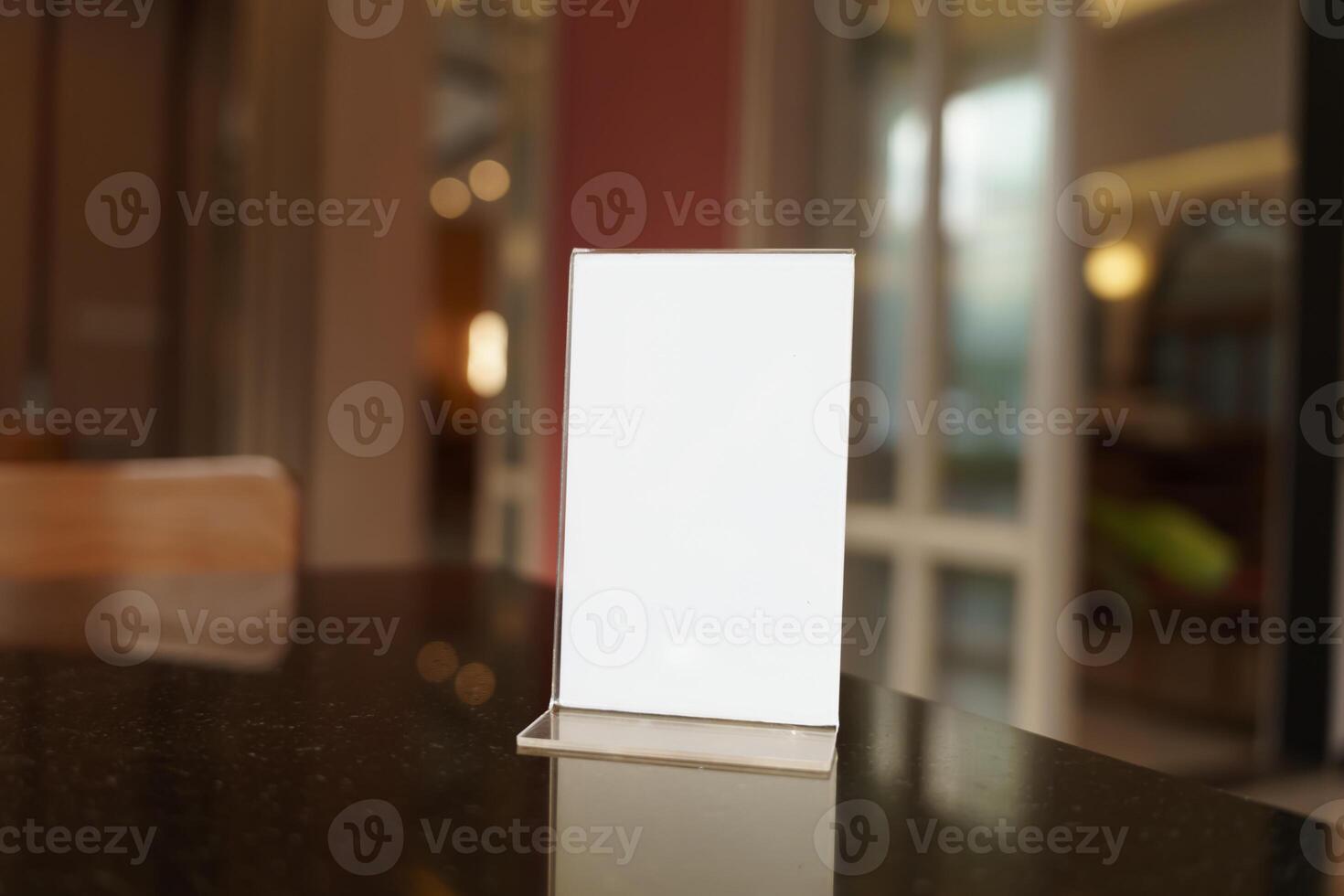 Menu mock up blank white on a table in a restaurant photo
