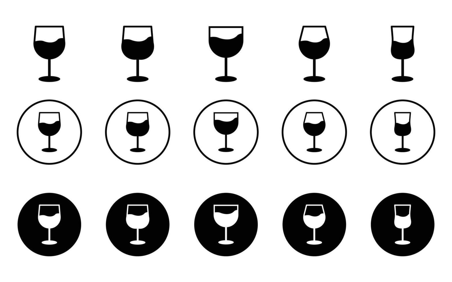 Wine Glass icon set, Set of wine and champagne glass, drinks glasses . perfect for bar menus, drink designs, wine labels. vector