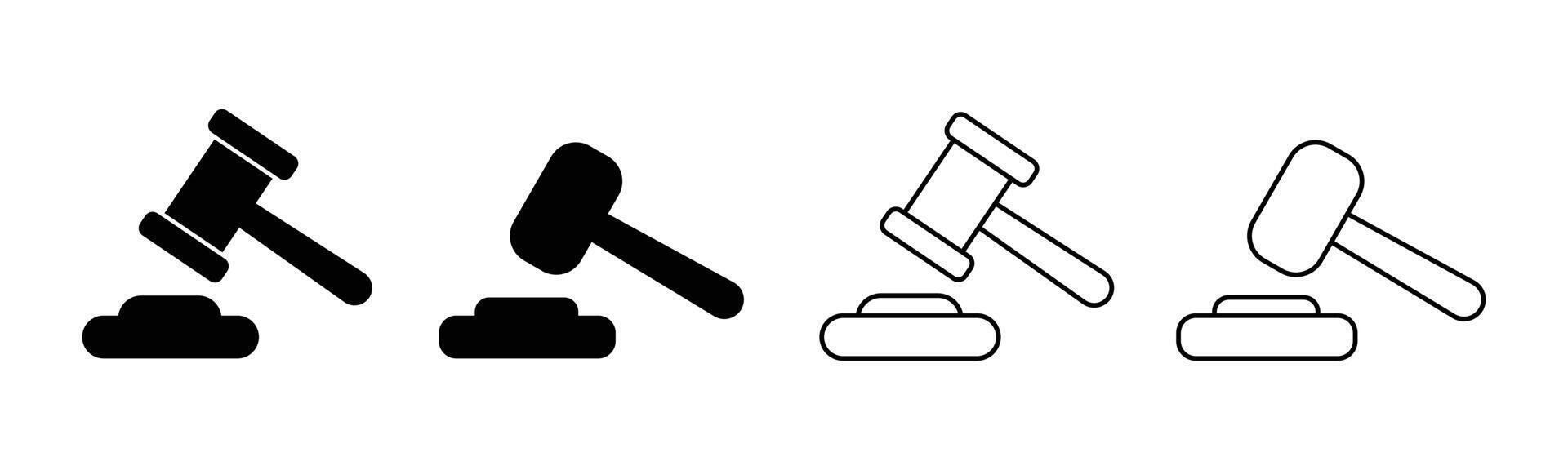 gavel icon set. judge gavel icon. law icon . Hammer . Court tribunal symbol, icon. Judge's gavel, court hammer icon, illustration. vector