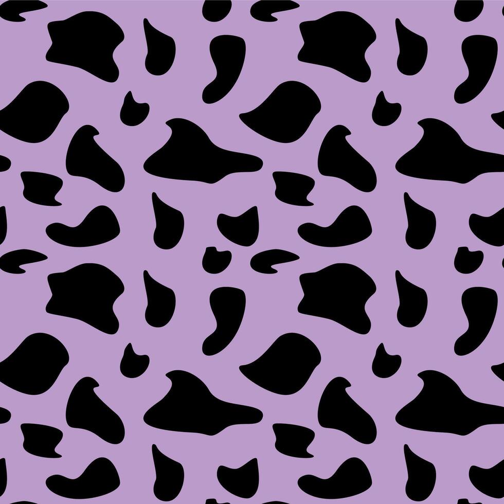 Modern cow print pattern on vibrant purple background. Bold design for fashion textiles, creative projects, and statement decor. vector