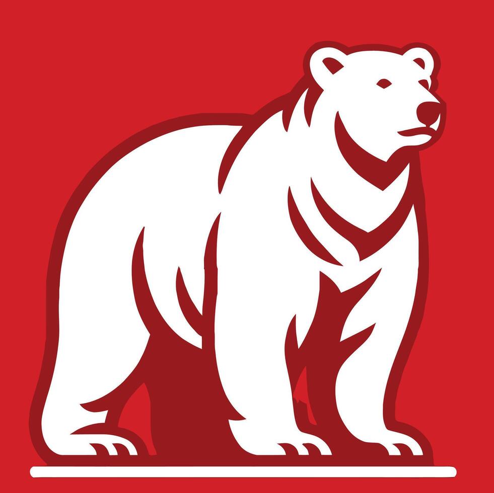 White Polar Bear Logo on Red Background vector