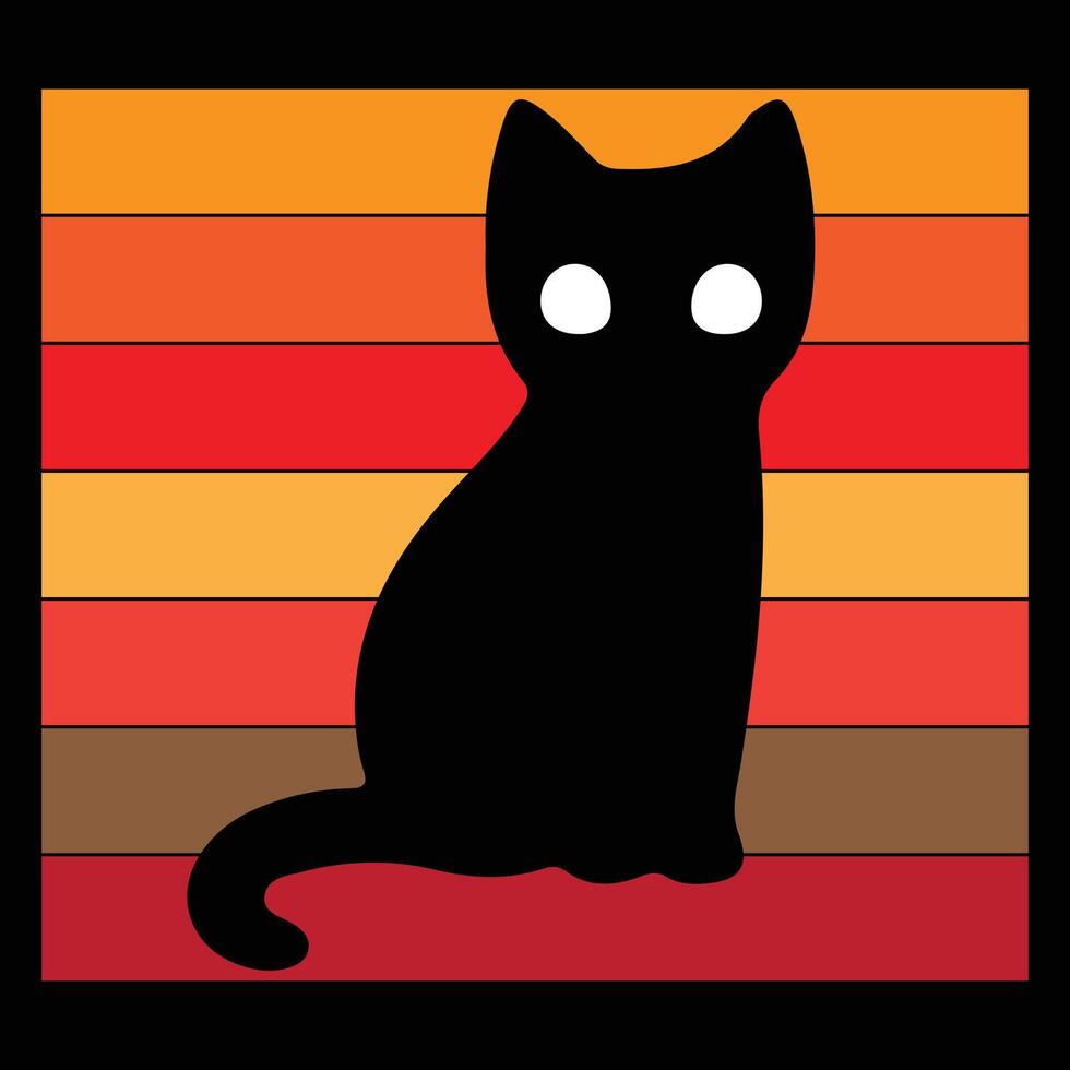 Retro Best Cat Mom Ever Graphic with Silhouette vector