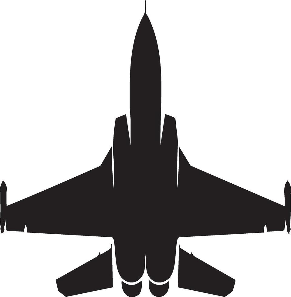 Fighter Jet Silhouette Minimalist Flat Design on White Background vector