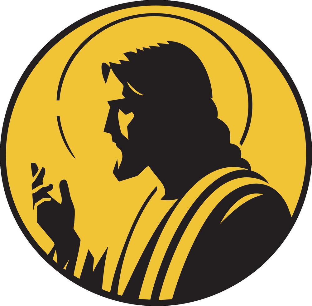 Flat Design Christ Silhouette Religious Minimal Illustration vector