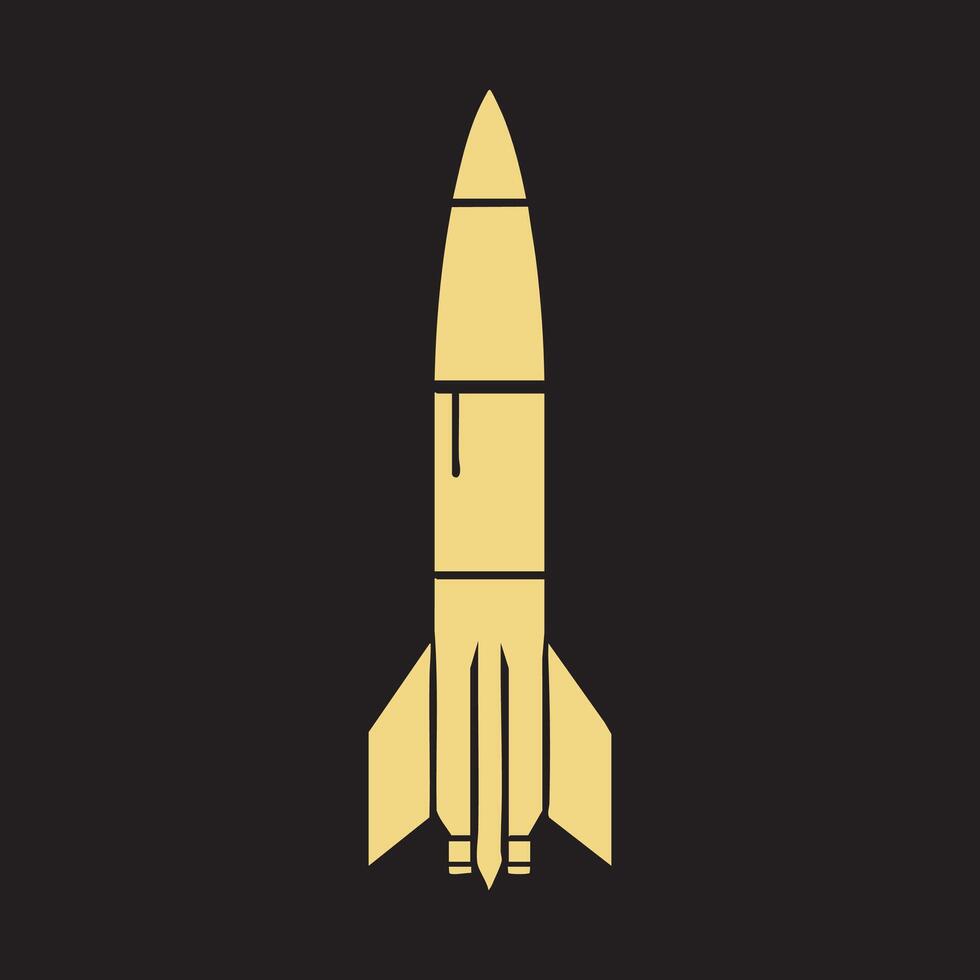 Flat Military Rocket Clean Missile Silhouette Design in Monochrome vector