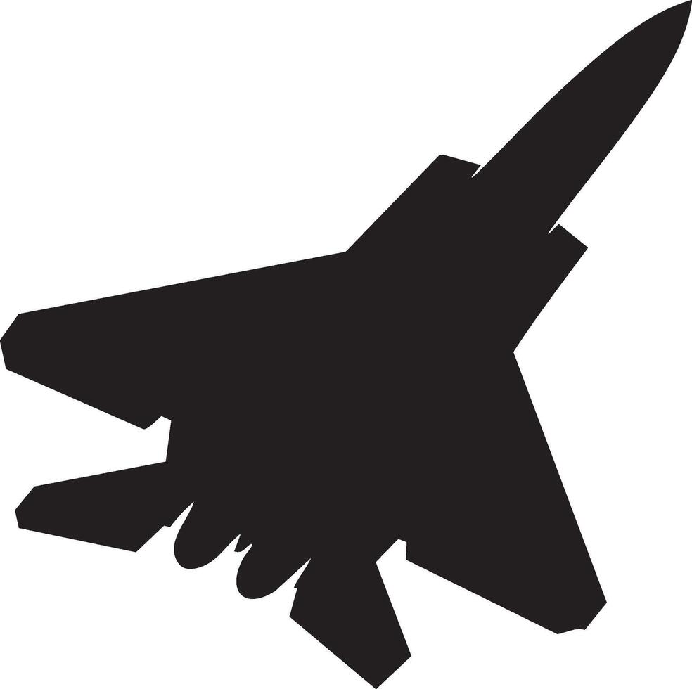 Flat Design Fighter Aircraft Minimalist Jet Silhouette vector